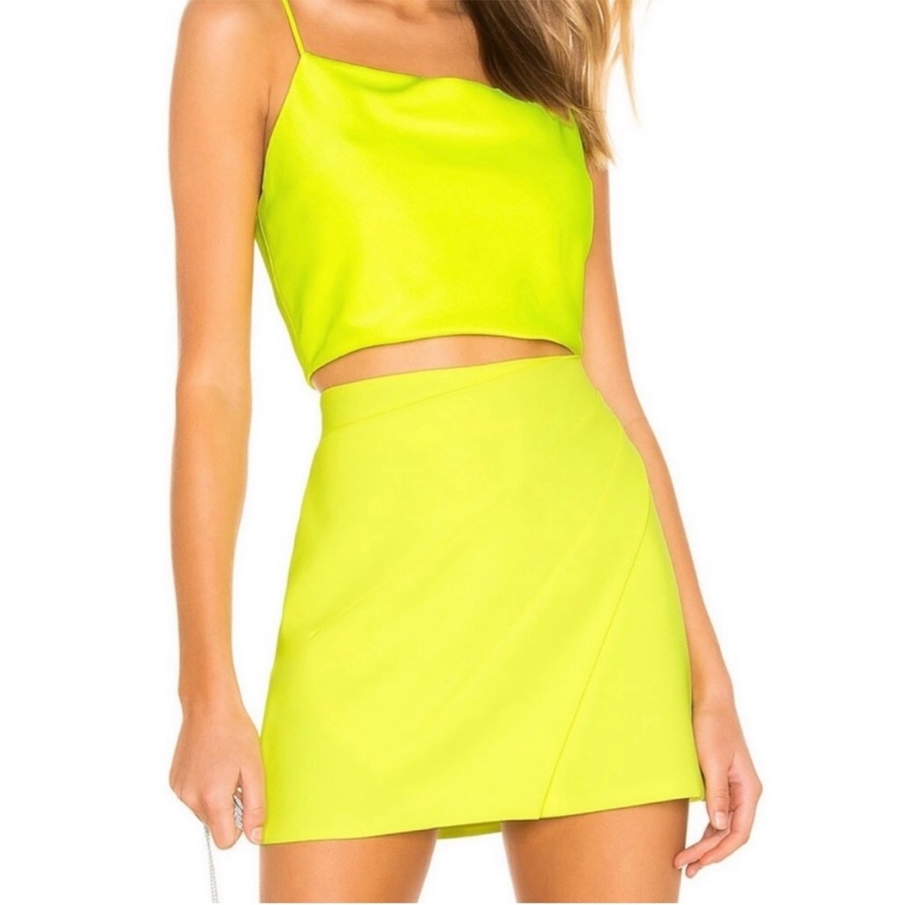 Alice and Olivia neon yellow crop top